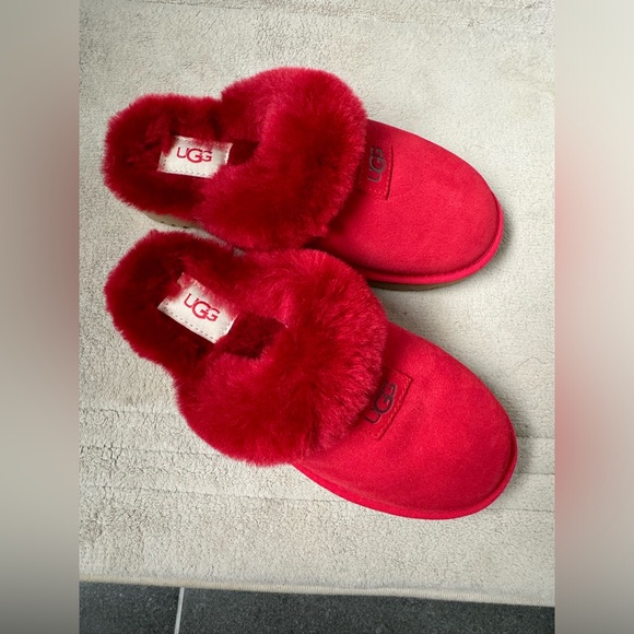 UGG Shoes - BRAND NEW UGG fluffy red slippers in box (US 6)